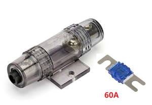 Plastic Black Inline AGU Fuse Holder with 60A Fuse for Car Audio Stereo