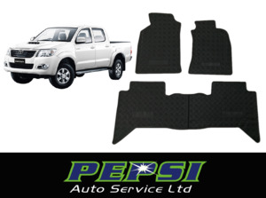 All Weather Rubber Latex Floor Mat Mats for TOYOTA HILUX DOUBLE CAB 2005 - 2014
