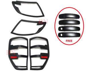 Light Cover Ford: Black Headlight & Tail Light Cover + Free Handle Cover FOR Ford Ranger 12- 15
