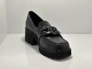 Loafer: Bizmo Leather Loafer with wrapped chain