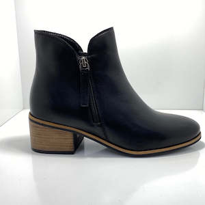 Ankle Boots: Oxley Leather Twin Zip with Natural Heel