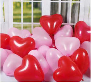Adult Party Balloons: Red, white and pink Heart balloons - 10 pcs