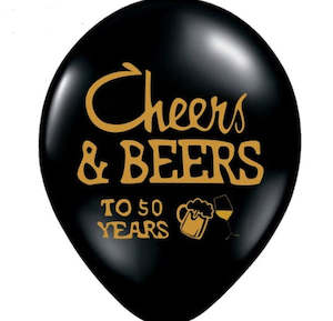 Adult Party Balloons: Cheers to 50 Years latex balloons (10 pack)