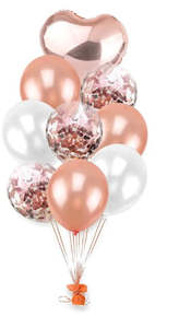 Adult Party Balloons: 9 pcs rose gold confetti balloons
