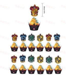 12 pcs Wizard class emblem cupcake toppers Set C