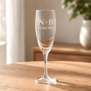 Personalised Anniversary Champagne Flute with Initials and Date