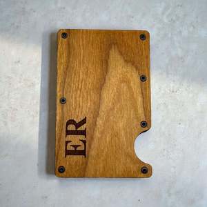 Personalised Wooden Card Holder with Initials Engraved