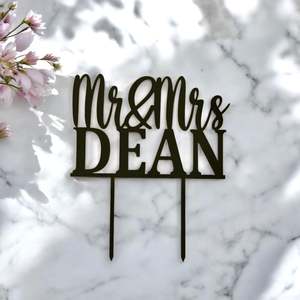 Personalised Cake Toppers: Personalised Mr and Mrs Cake Topper