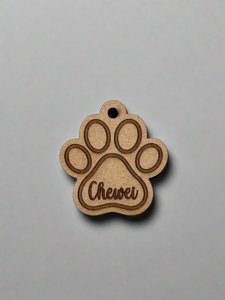 Engraved Dog Paw ID Tag