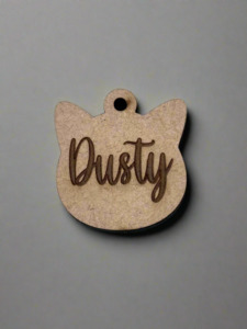 Engraved Cat Face ID Tag