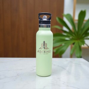 Engraved Corporate Water Bottle with Flip Valve Lid