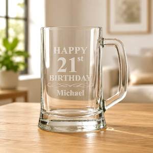 Custom Engraved 18th Birthday Beer Stein Glass Pint