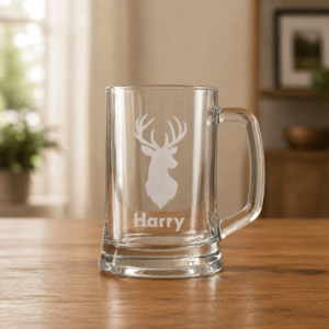 Personalised Beer Mug with Stag and Name