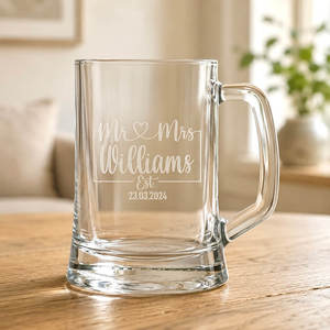 Personalised Mr & Mrs Beer Glass