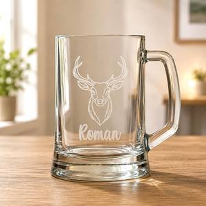 Engraved Stag Beer Glass with Personalised Name