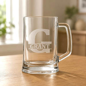 Custom Initial Beer Glass with Name