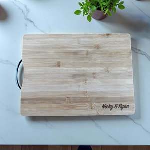 Personalised Wedding Gifts: Personalised Engraved Wedding Chopping Board with Handle