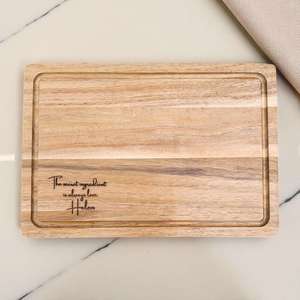Personalised Wedding Gifts: Custom Engraved Acacia Chopping Board With Personalised Message