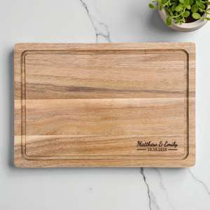 Personalised Wedding Gifts: Personalised Wedding Chopping Board With Couple Names & Date