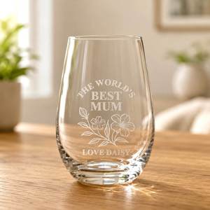 Engraved Wine Glasses: Personalised Mother's Day Stemless Wine Glass
