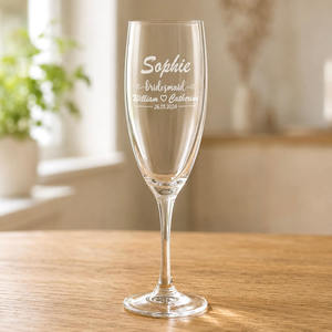 Engraved Bridesmaid Champagne Flute with Name and Wedding Date