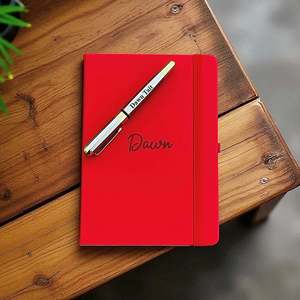 Personalised Teacher Gifts: Personalised A5 Leather Journal with Engraved Pen Set