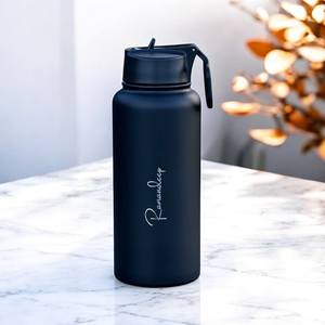 Engraved Water Bottle with Straw and Handle