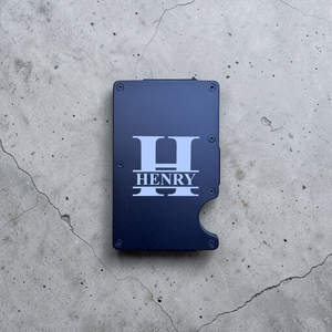Engraved Monogram Metal Card Holder with Name