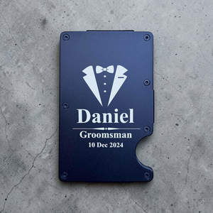 Wedding Party Metal Card Holder with Name Engraved