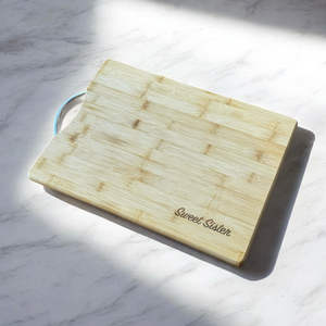 Valentines Day Gifts Him Her: Personalised Bamboo Chopping Board with Handle