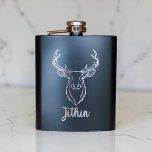 Engraved Hip Flask with Custom Design and Name