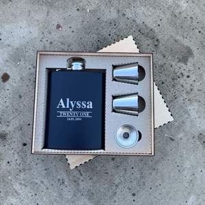 Personalised Hip Flasks: Engraved 21st Birthday Hip Flask with Name and Date