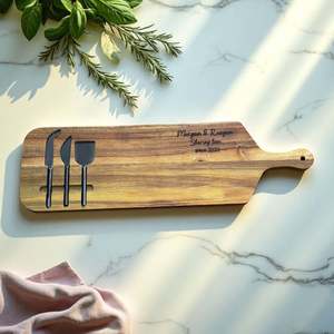 Engraved Anniversary Cheese Board Set