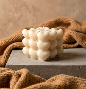 Personalised Heart Cube Soy Wax Scented Candle