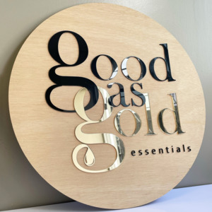 Circle Wooden Sign with Acrylic Cutouts