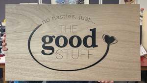 Signage: Wooden Sign with Acrylic Text Cut-Outs