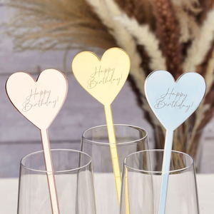 Birthday: Birthday Heart Drink Stirrers (Set of 6)