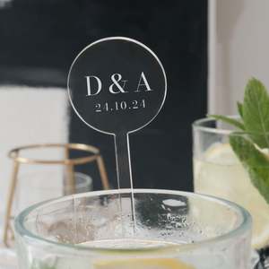 Events: Wedding Initials Clear Acrylic Drink Stirrers (Set of 6)