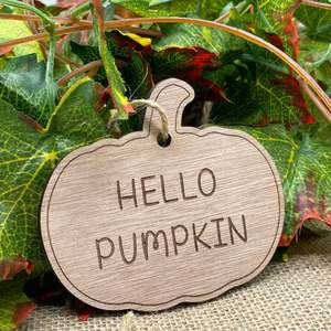 Halloween: Hello Pumpkin Wood Bauble