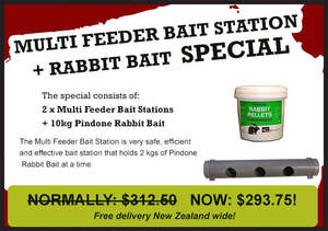 Frontpage: Multi Feeder Bait Station + Rabbit Bait Special