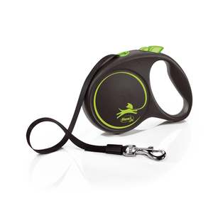 Dog Collars Harnesses Leads Tethering: Flexi Black Design - 5m Tape Retractable Leash