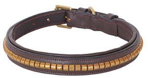 Dog Collars Harnesses Leads Tethering: Cavallino Brass Clincher Leather Dog Collar