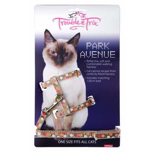 Cat Tethering: Trouble & Trix Cat Harness Set Park Ave