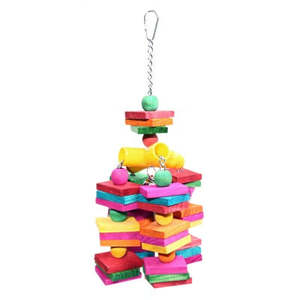 Leather Rope Coloured Wood Cube