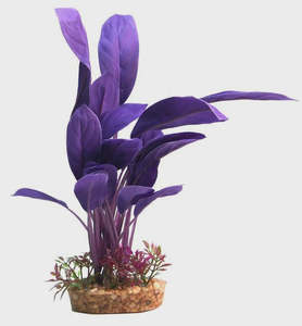Aqua One Silk Plant Purple Echinodorus With Gravel Base Large