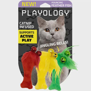 Playology 3-Pk Feather Fish Cat Toy