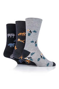 Mens Accessories: Gentle Grip 3pk Fun Feet Mens Socks - Born Free