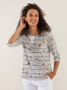 Floral Stripe Print Tee