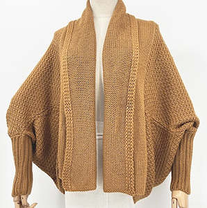 Cardigans: Crochet Look Cardi - Caramel