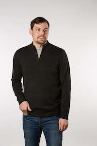 Knitwear: Fields 1/4 Zip Jumper - Charcoal
